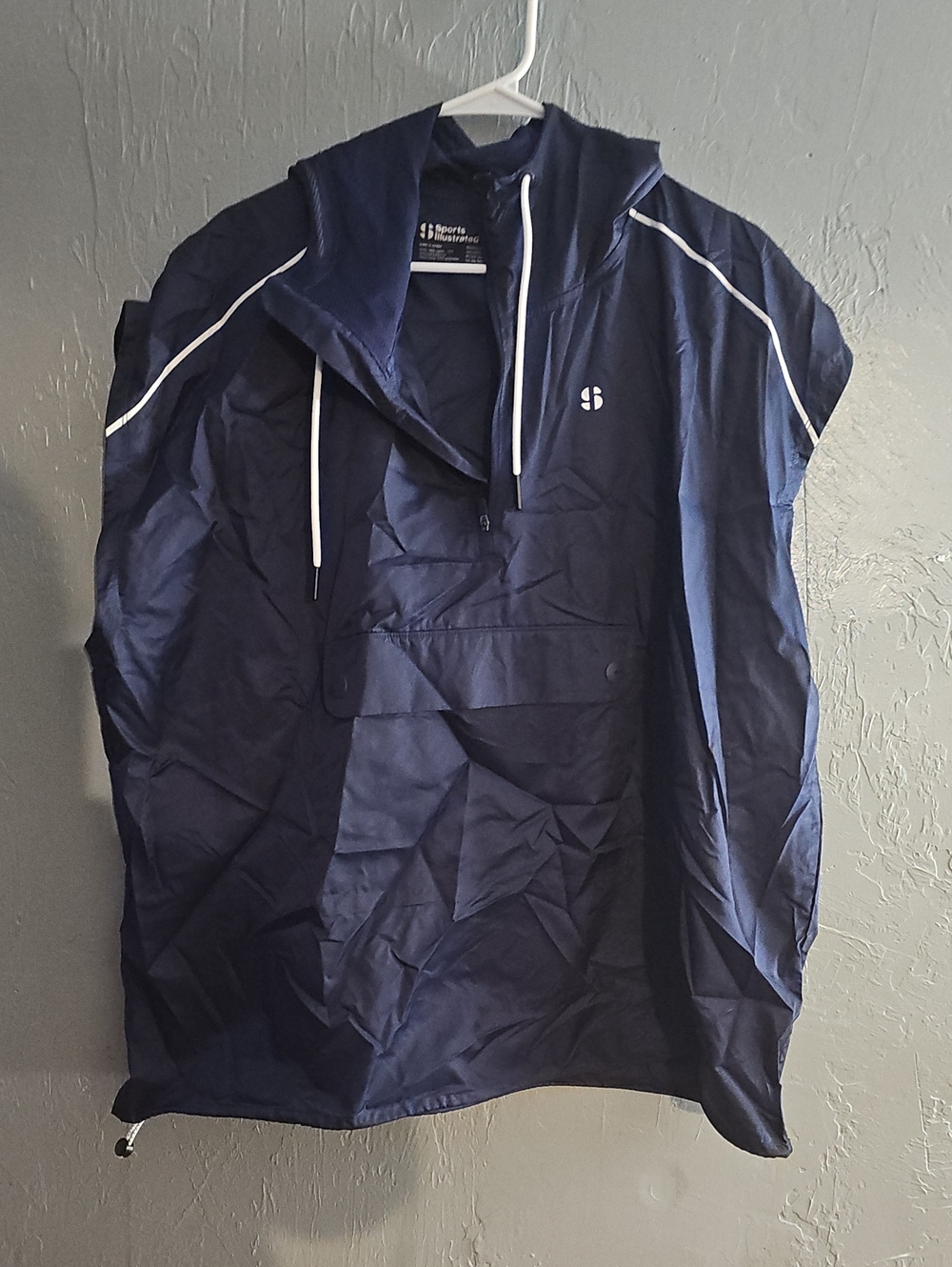 Men's Navy Hooded Pullover Windbreaker by Sports Illustrated